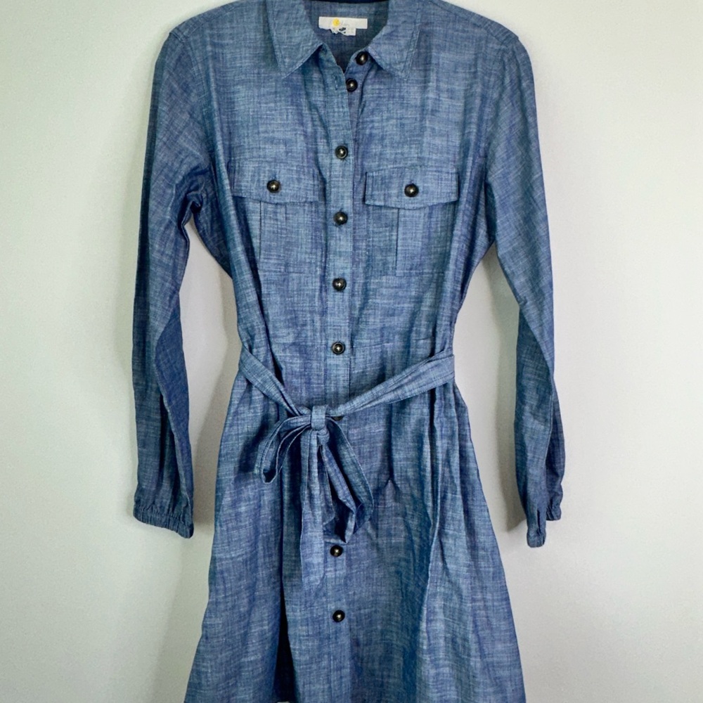 Boden Blue Long Sleeve Shirt Dress